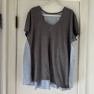 Anthropologie Maeve Mixed Material Swing Top